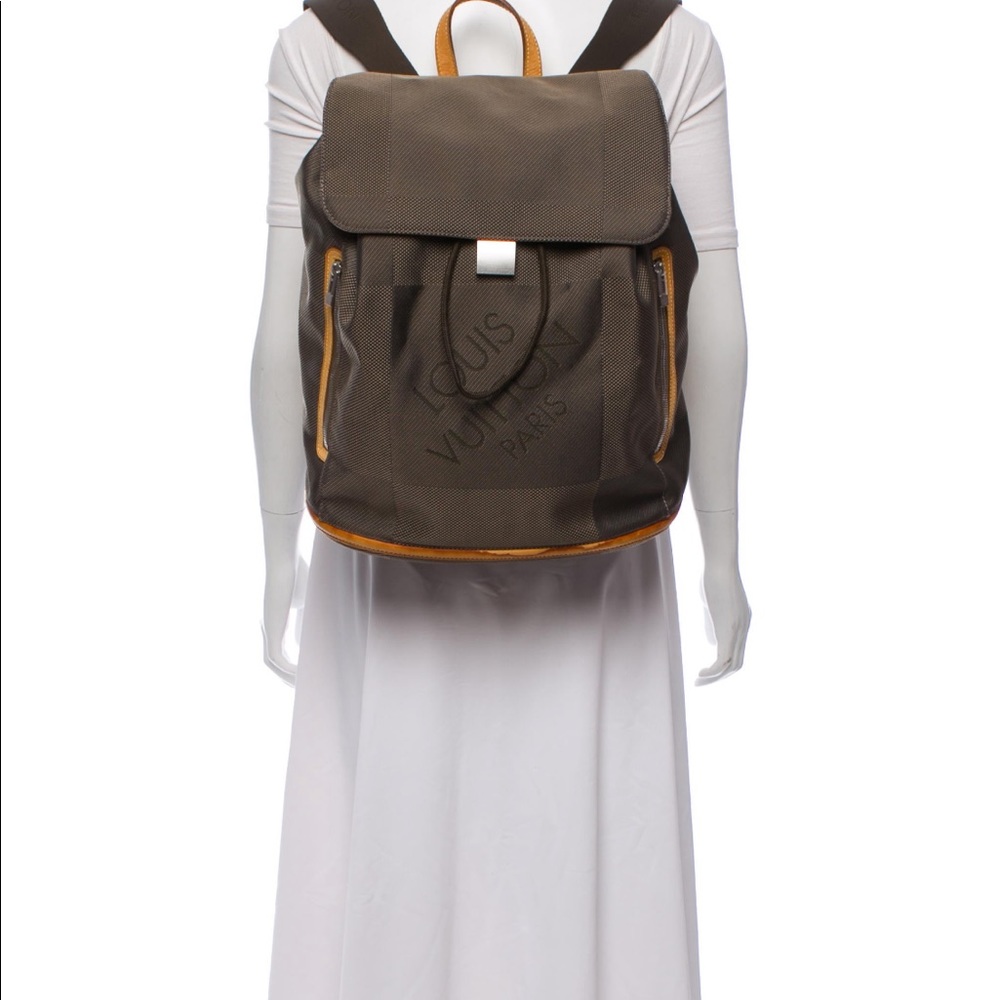 Olive brown Damier Geant nylon Louis Vuitton Pionnier backpack, good condition